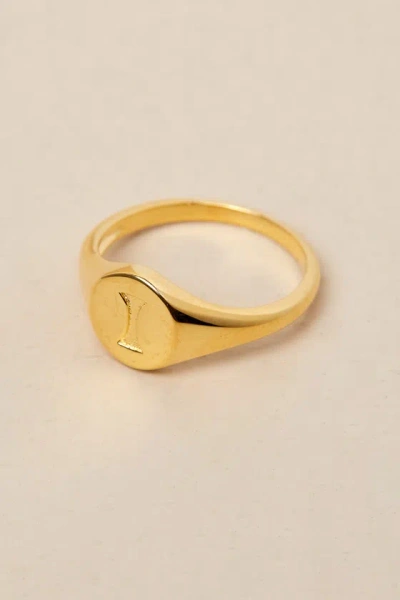 Luv Aj The Oval 14kt Gold ""i"" Signet Ring