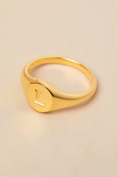 Luv Aj The Oval 14kt Gold ""l"" Signet Ring