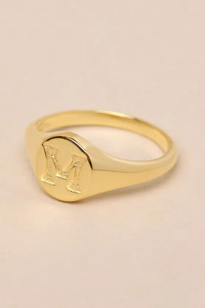 Luv Aj The Oval 14kt Gold ""m"" Signet Ring