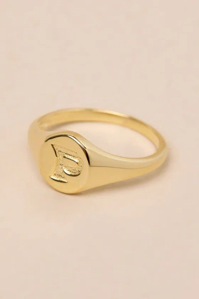 Luv Aj The Oval 14kt Gold ""p"" Signet Ring