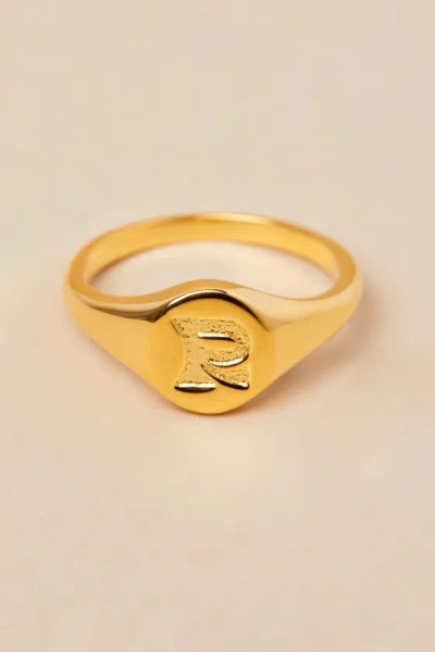 Luv Aj The Oval 14kt Gold ""r"" Signet Ring