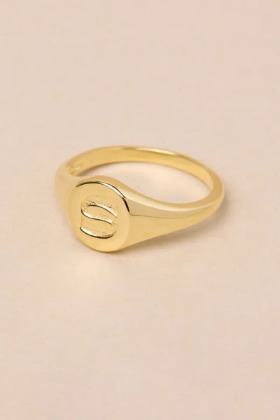 Luv Aj The Oval 14kt Gold ""s"" Signet Ring In Yellow