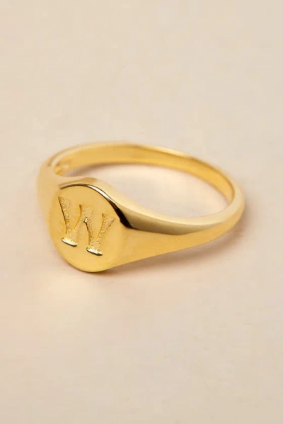 Luv Aj The Oval 14kt Gold ""w"" Signet Ring