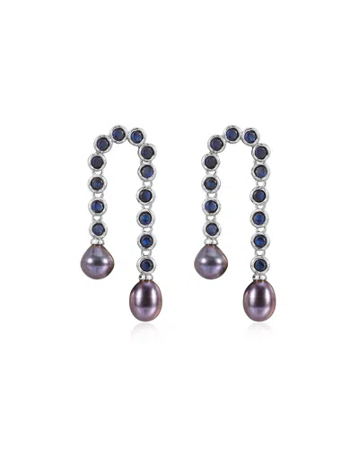 Luv Aj The Pave Blue Pearl U Studs In Silver