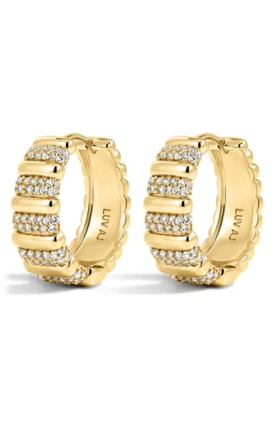 Luv Aj The Pavé Marbella Ridged Hoop Earrings In Gold