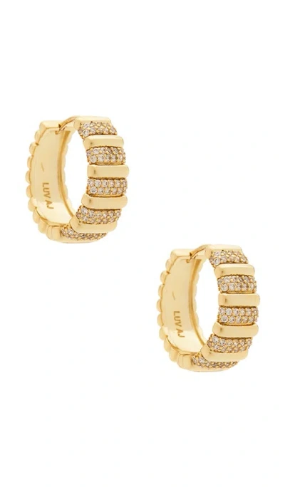 Luv Aj The Pave Marbella Ridged Hoops In Gold