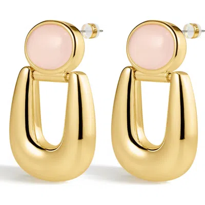 Luv Aj The Rio Rose Quartz Drop Earrings In Gold