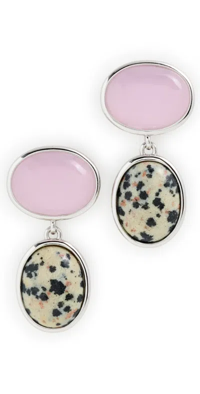 Luv Aj The Rose Quartz Palma Stud Earrings Silver