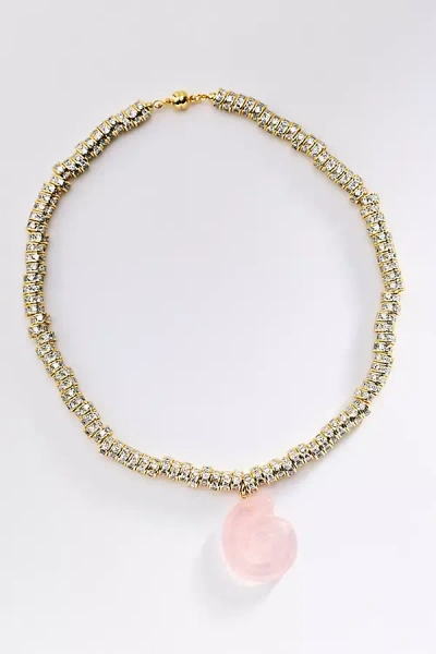 Luv Aj The Rose Quartz Rio Rhinestone Necklace In Pink