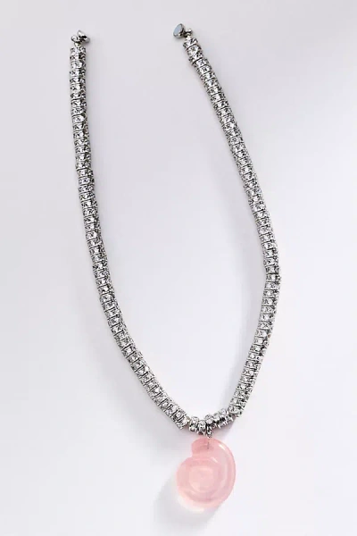 Luv Aj The Rose Quartz Rio Rhinestone Necklace In Pink
