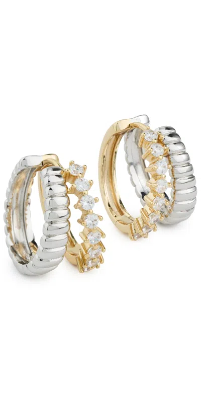 Luv Aj The Sierra Split Huggy Hoop Earrings Two-tone