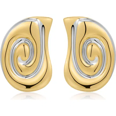 Luv Aj The Two-tone Coquille Stud Earrings In Gold/silver
