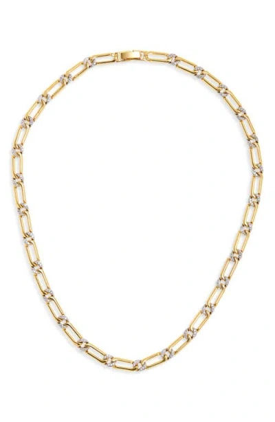 Luv Aj The Two-tone Pavé Chain Necklace In Gold