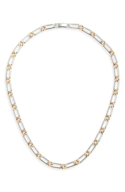 Luv Aj The Two-tone Pavé Chain Necklace In Metallic