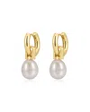 Luv Aj Amalfi Freshwater Drop Huggie Earrings In Gold