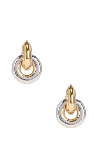 Luv Aj Two Tone Interlock Hoops In Gold