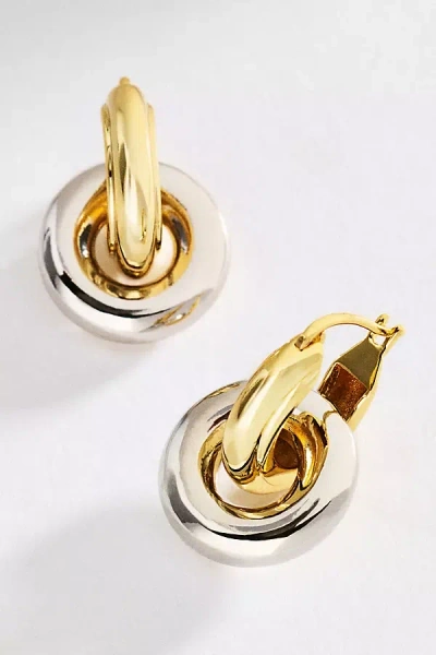 Luv Aj Two-tone Interlock Hoop Earrings In Gold
