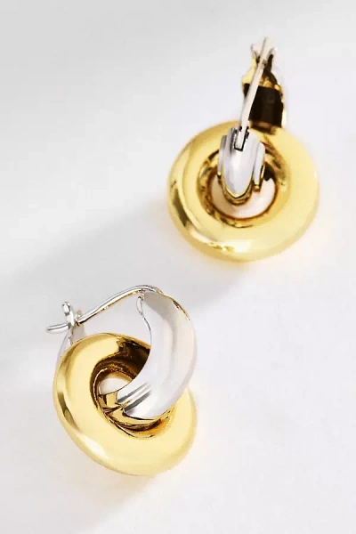 Luv Aj Two-tone Interlock Hoop Earrings In Gold