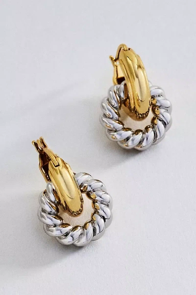 Luv Aj Two-tone Rope Interlock Hoops In Gold