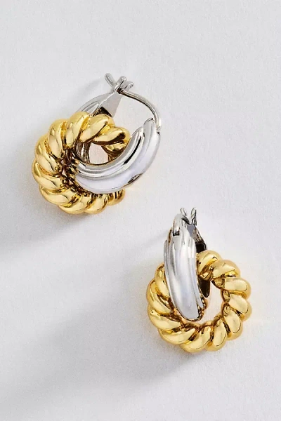 Luv Aj Two-tone Rope Interlock Hoops In Gold
