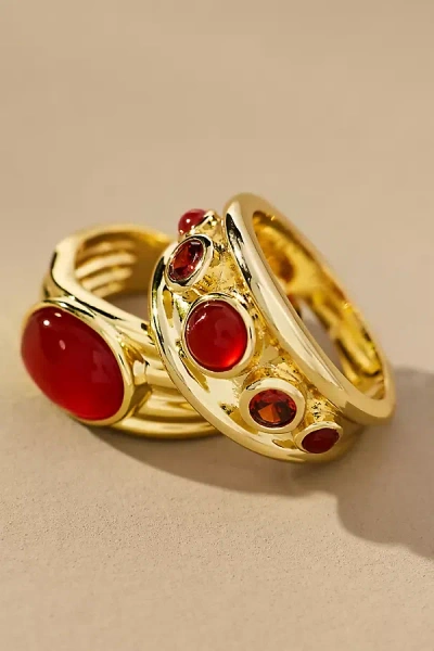 Luv Aj Valencia Rings, Set Of 2 In Gold