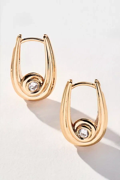 Luv Aj Wave Bezel Hoop Earrings In Gold