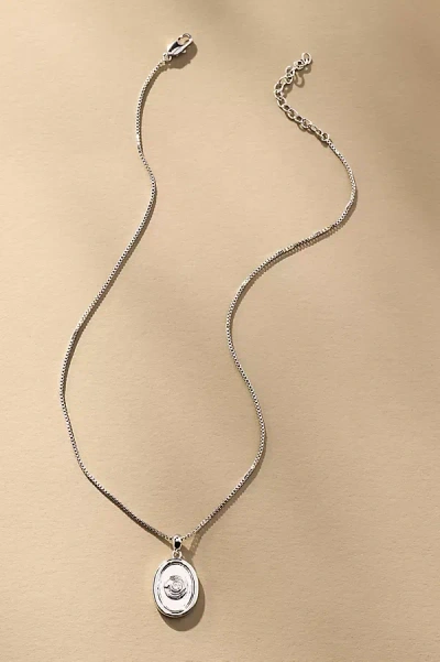 Luv Aj Wave Bezel Locket Necklace In Silver