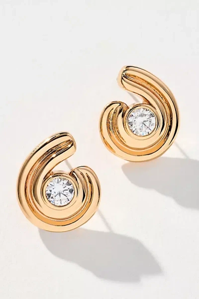 Luv Aj Wave Bezel Twist Stud Earrings In Gold