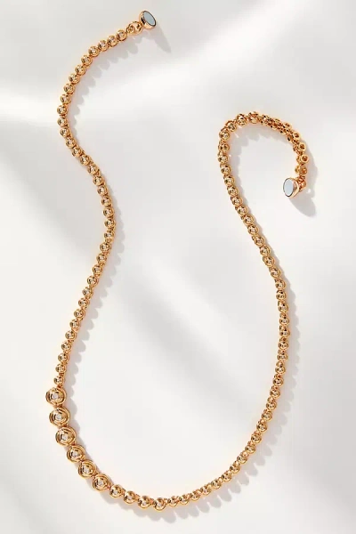Luv Aj Wave Graduated Bezel Tennis Necklace In Gold