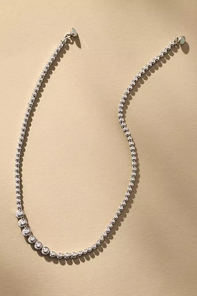 Luv Aj Wave Graduated Bezel Tennis Necklace In Silver