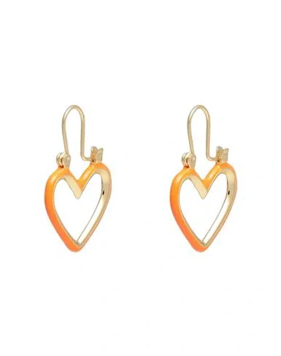 Luv Aj Woman Earrings Orange Size - Brass, 585/1000 Gold Plated