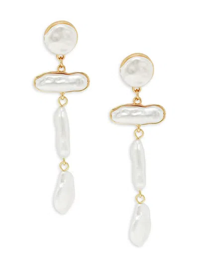 Luv Aj Women's 14k Goldplated & Faux Pearl Drop Earrings In Brass