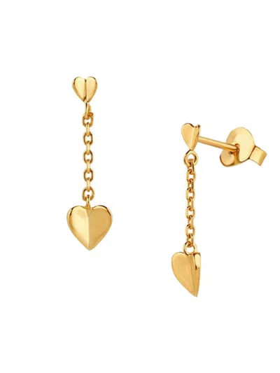 Luv Aj Women's 14k Goldplated Double Heart Drop Earrings In Brass