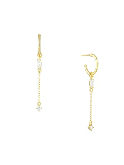 Luv Aj Women's 14k Goldplated, Marquise & Round Glass Crystal Huggie Drop Earrings In Brass
