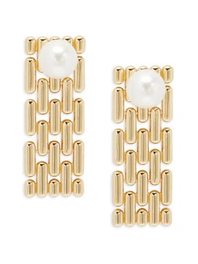 Luv Aj Women's Goldtone & Faux Pearl Chain Drop Earrings In Brass