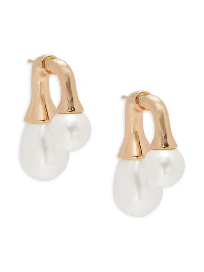 Luv Aj Women's Goldtone & Faux Pearl Jacket Earrings In Brass