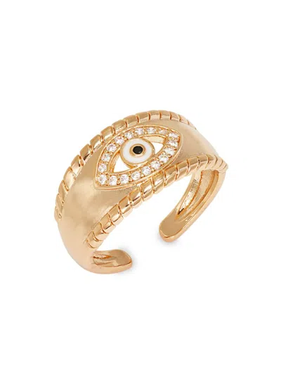 Luv Aj Women's Goldtone, Enamel & Crystal Evil Eye Cocktail Ring In Brass