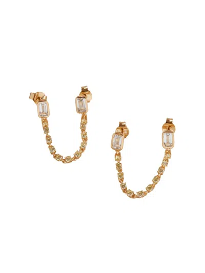 Luv Aj Women's The Estelle 18k-gold-plated, Green Amethyst & Cubic Zirconia Chain Earrings In Neutral