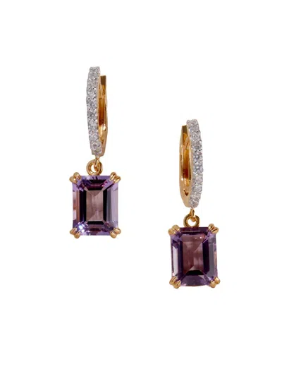 Luv Aj Women's The Mini Diana 18k-gold-plated, Citrine & Cubic Zirconia Drop Earrings In Purple