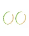 Luv Aj Xl Pyramid Stud Hoops- Bright Green- Gold In Silver