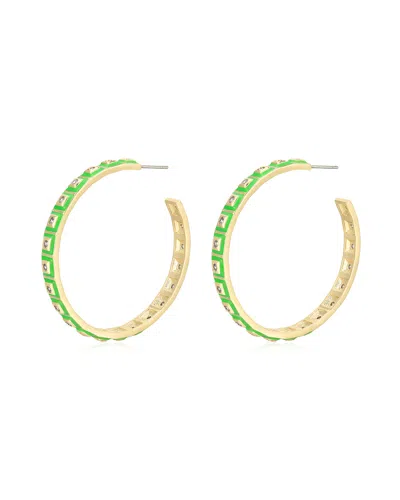 Luv Aj Xl Pyramid Stud Hoops- Bright Green- Gold In Silver