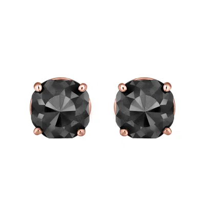 Pre-owned Luv Eclipse 14k Rose Gold Black Stone Stud Earrings (appox 4.00 Cts)