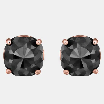 Pre-owned Luv Eclipse 14k Rose Gold Black Stone Stud Earrings (appox 7.00 Cts)