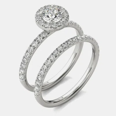Pre-owned Luv Eclipse 14k White Gold Halo Bridal Ring (1.00 Ctw I1-i2)