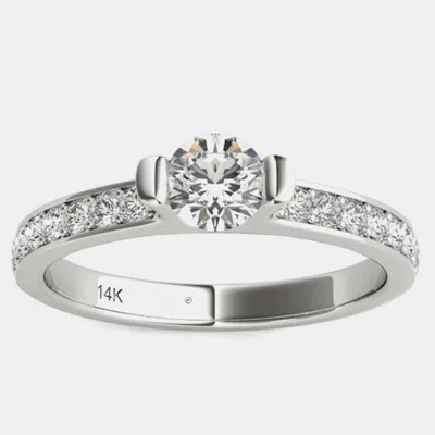 Pre-owned Luv Eclipse 14k White Gold Natural Diamond Engagement Ring (2/3 Ctw) Us 7