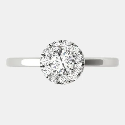Pre-owned Luv Eclipse 14k White Gold Natural Diamond Halo Engagement Ring (1/2 Ctw)