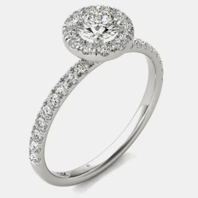 Pre-owned Luv Eclipse 14k White Gold Natural Diamond Halo Engagement Ring (3/4 Ctw)