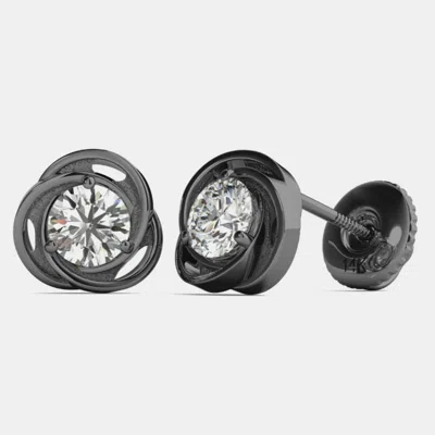 Pre-owned Luv Eclipse 14k White Gold/black Rhodium Natural Diamond Earrings (1/2 Ctw)
