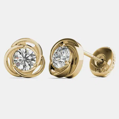 Pre-owned Luv Eclipse 14k Yellow Gold Solitaire Natural Diamond Stud Earrings (1/2 Ctw)