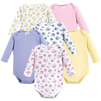 Luvable Friends Babies'  6pk Long Sleeve Bodysuits In Pink